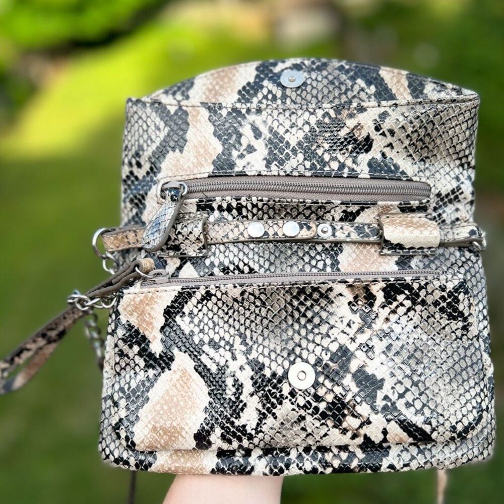 Nine West Wristlet and Crossbody in a Python or Snake print with Lots of Pockets - Picture 2 of 6